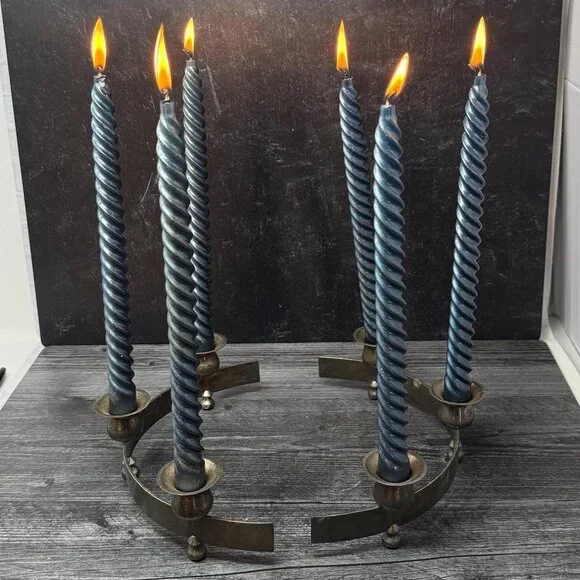 Antique Vintage Pair of Art Deco Silverplate Taper Candlestick Holders 3” H